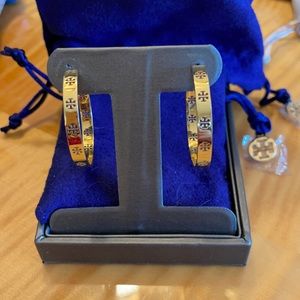 Tory Burch Logo Hoop Earrings